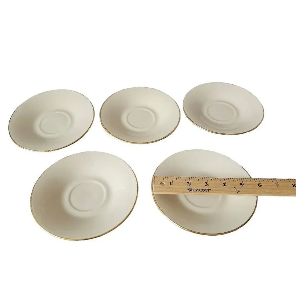 Vintage Lenox hayworth 5 saucers ivory gold trim